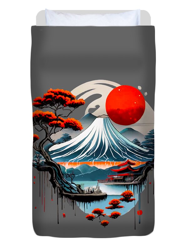 Mount Fuji Japanese Landscape - Duvet Cover