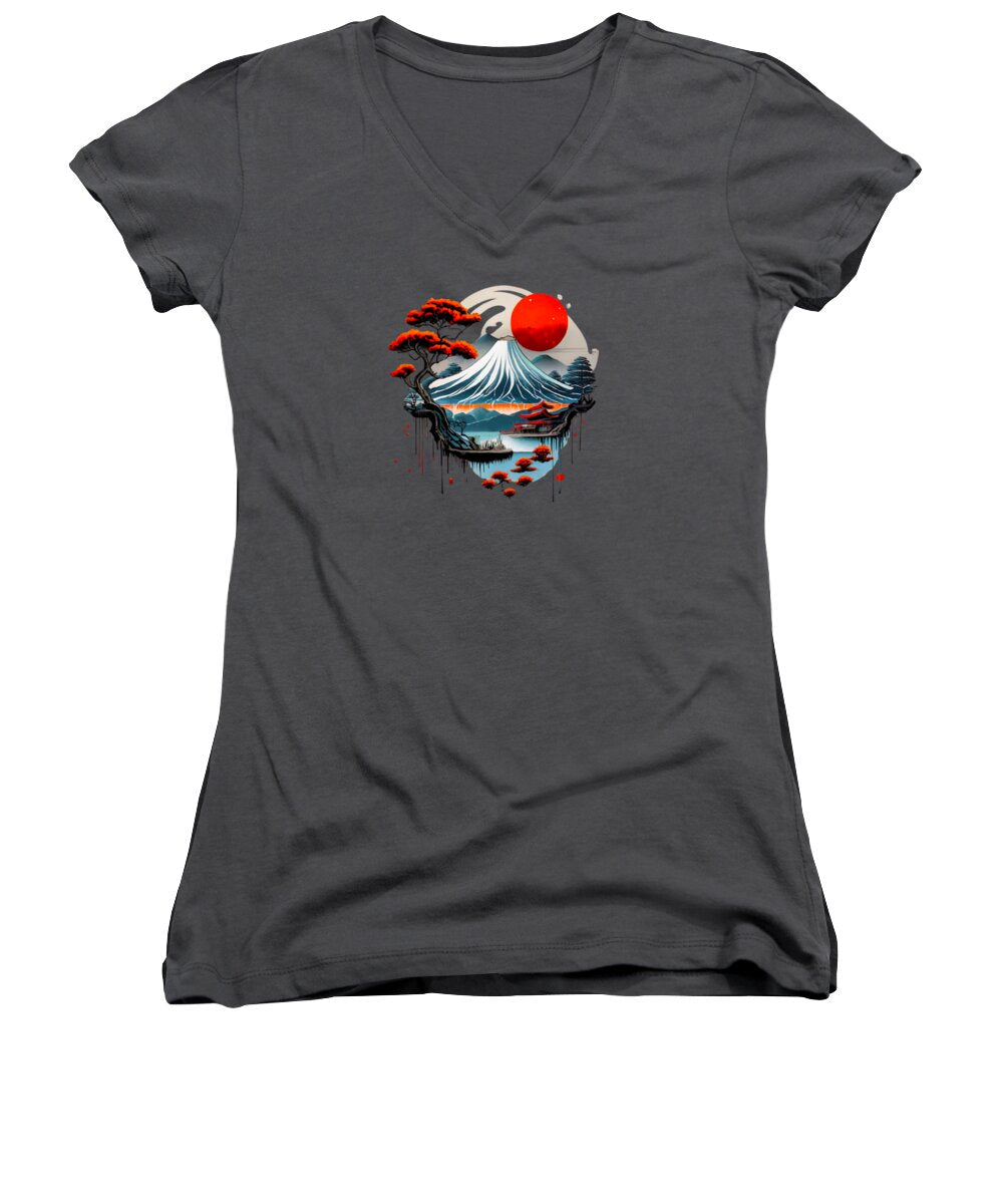 Mount Fuji Japanese Landscape - Women's V-Neck