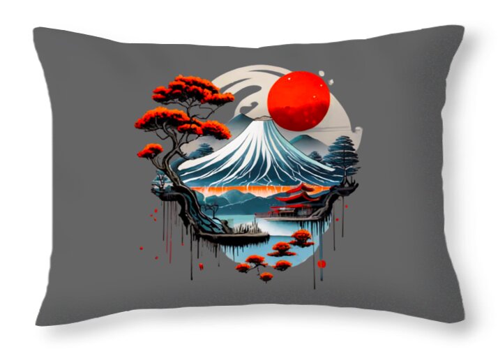 Mount Fuji Japanese Landscape - Throw Pillow