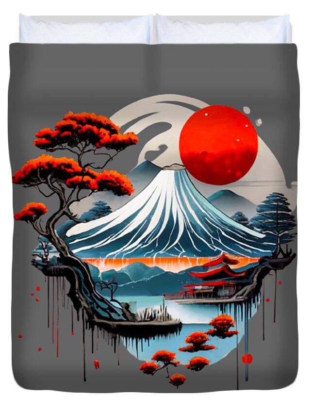 Mount Fuji Japanese Landscape - Duvet Cover