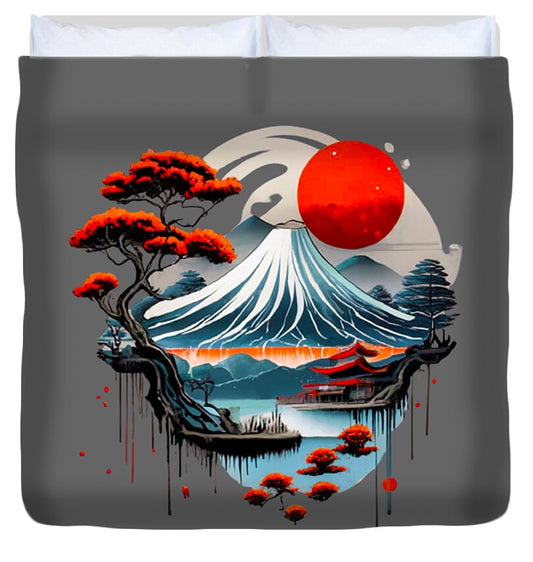 Mount Fuji Japanese Landscape - Duvet Cover