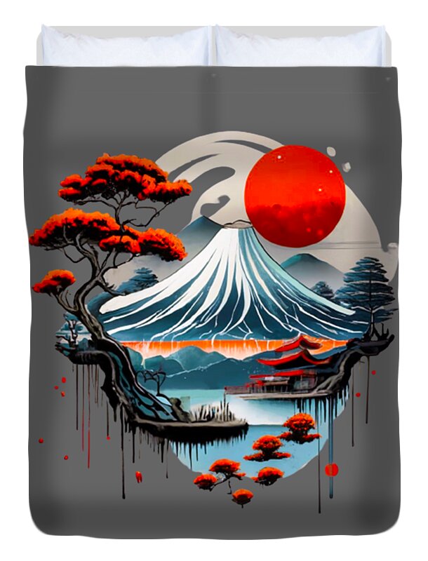 Mount Fuji Japanese Landscape - Duvet Cover