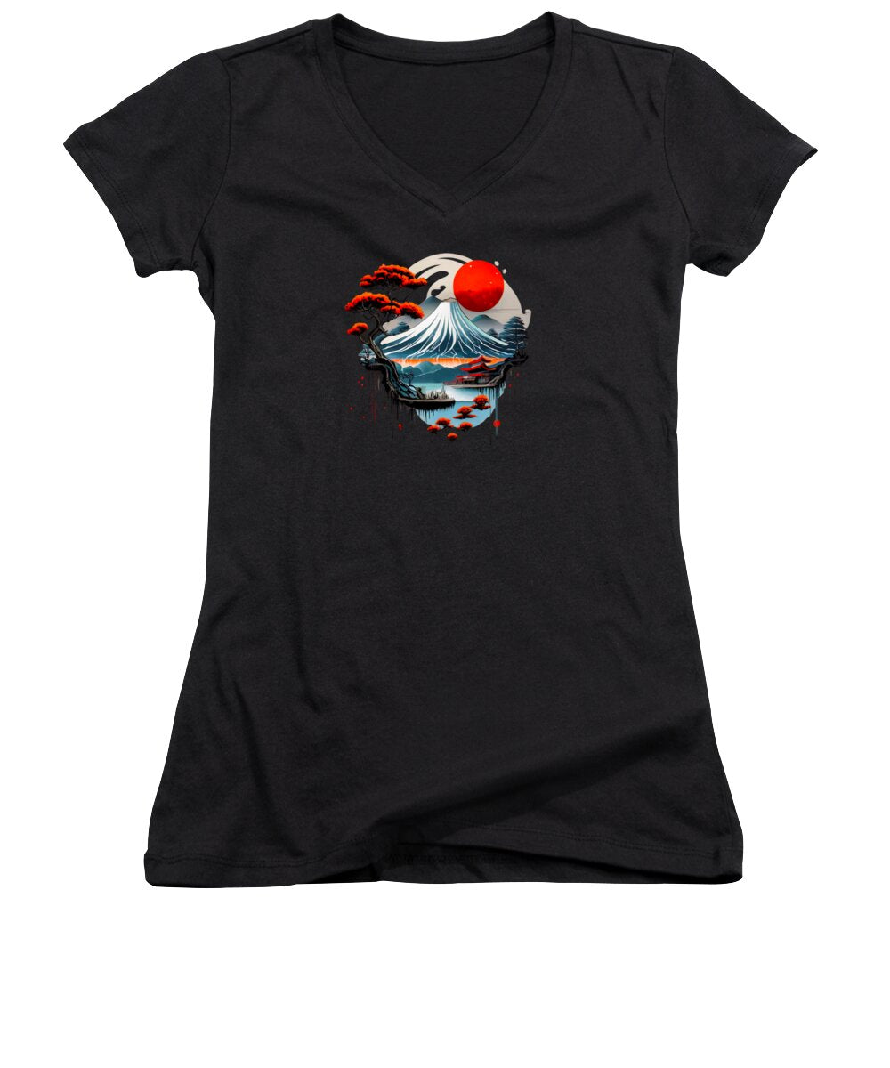 Mount Fuji Japanese Landscape - Women's V-Neck