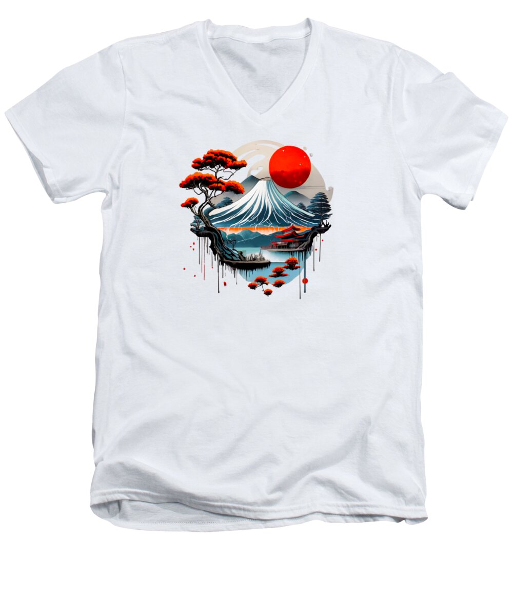 Mount Fuji Japanese Landscape - Men's V-Neck T-Shirt