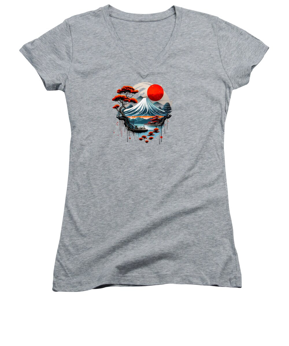 Mount Fuji Japanese Landscape - Women's V-Neck