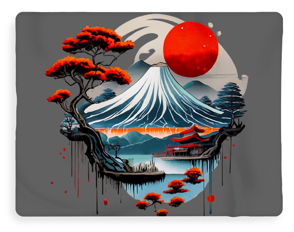 Mount Fuji Japanese Landscape - Blanket