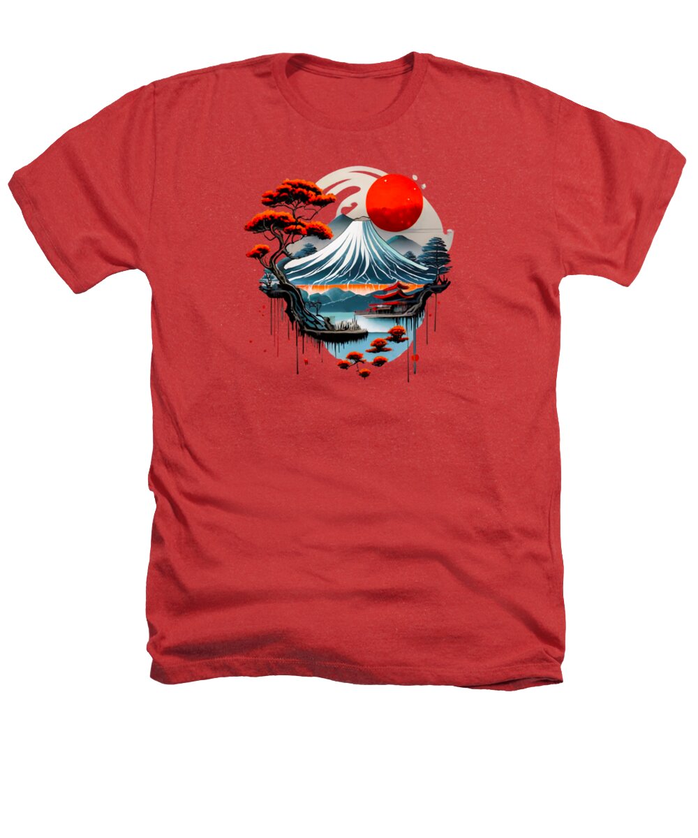 Mount Fuji Japanese Landscape - Heathers T-Shirt