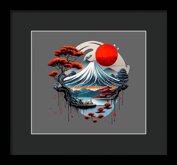 Mount Fuji Japanese Landscape - Framed Print