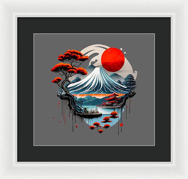 Mount Fuji Japanese Landscape - Framed Print