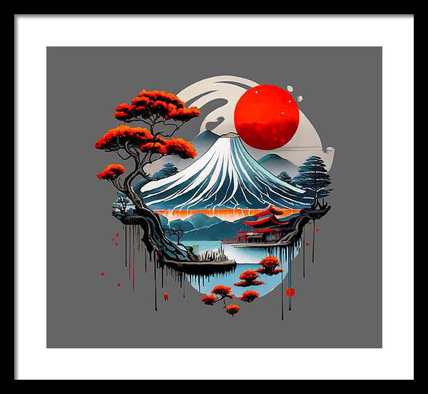 Mount Fuji Japanese Landscape - Framed Print
