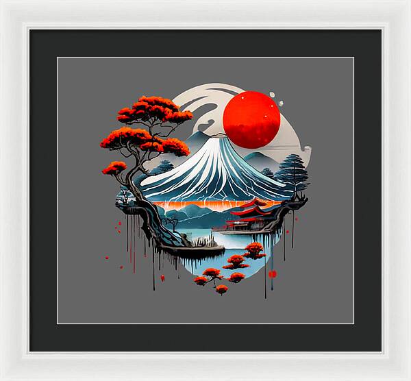 Mount Fuji Japanese Landscape - Framed Print