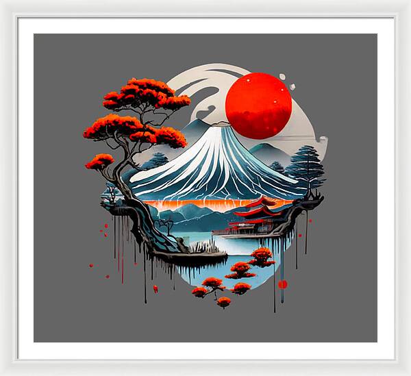 Mount Fuji Japanese Landscape - Framed Print