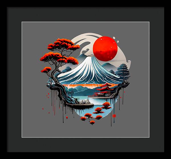 Mount Fuji Japanese Landscape - Framed Print