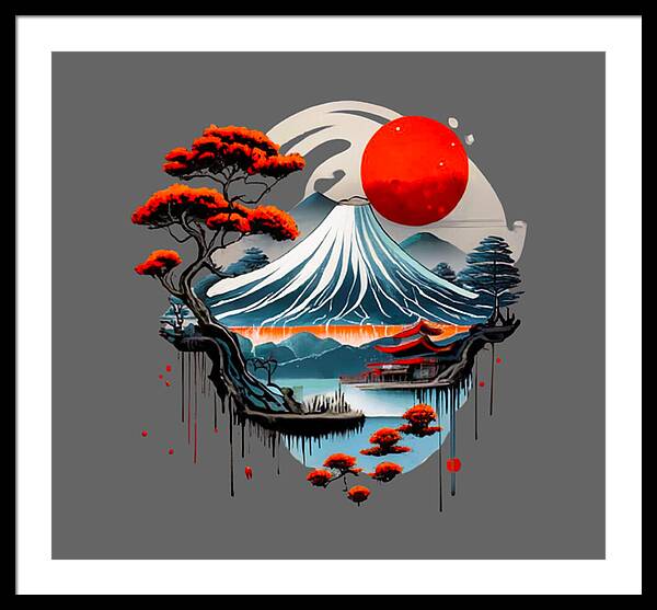 Mount Fuji Japanese Landscape - Framed Print