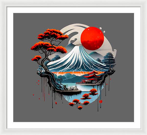 Mount Fuji Japanese Landscape - Framed Print