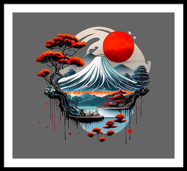 Mount Fuji Japanese Landscape - Framed Print