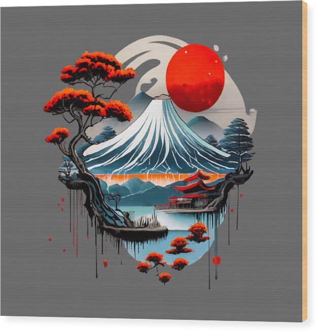 Mount Fuji Japanese Landscape - Wood Print