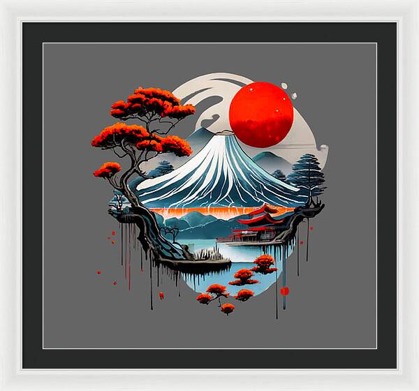 Mount Fuji Japanese Landscape - Framed Print