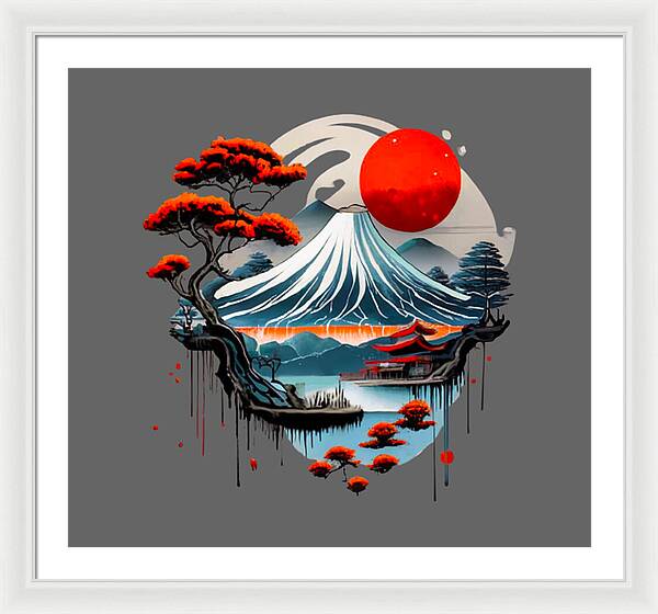 Mount Fuji Japanese Landscape - Framed Print