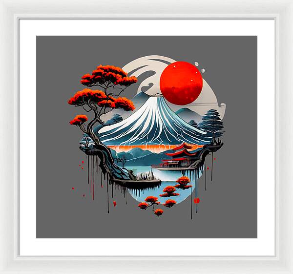 Mount Fuji Japanese Landscape - Framed Print