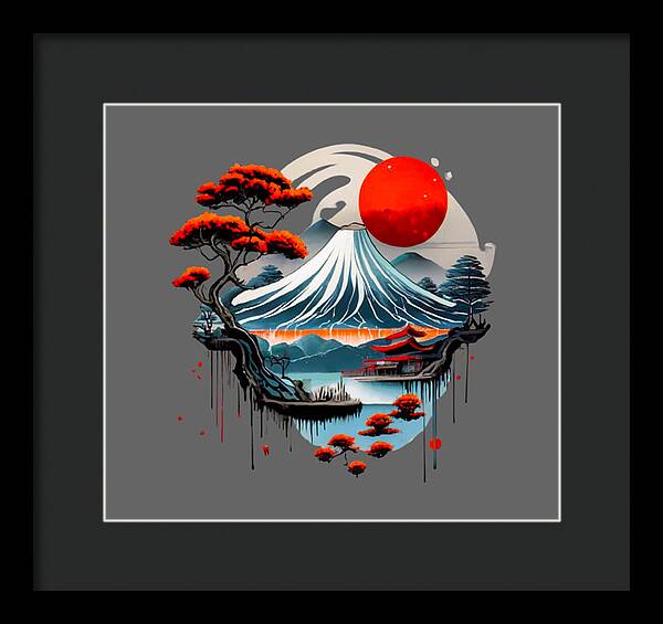Mount Fuji Japanese Landscape - Framed Print