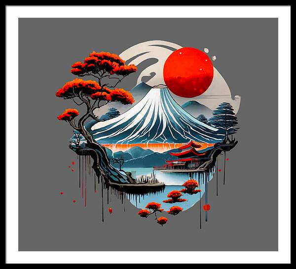 Mount Fuji Japanese Landscape - Framed Print