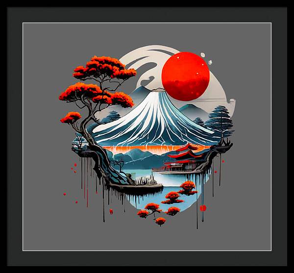 Mount Fuji Japanese Landscape - Framed Print