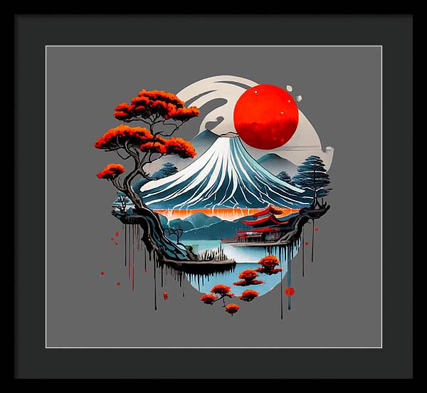 Mount Fuji Japanese Landscape - Framed Print