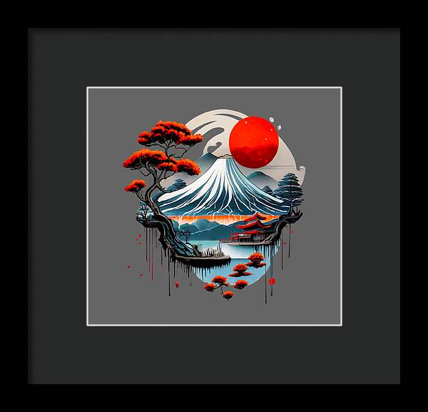 Mount Fuji Japanese Landscape - Framed Print