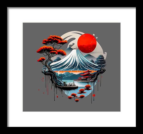 Mount Fuji Japanese Landscape - Framed Print