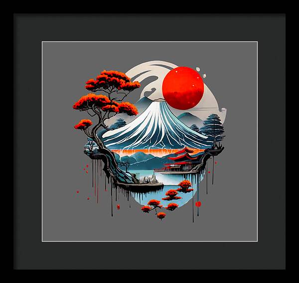 Mount Fuji Japanese Landscape - Framed Print