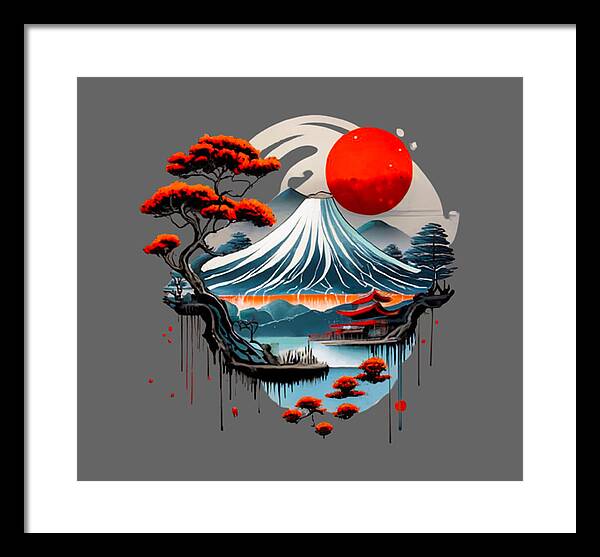 Mount Fuji Japanese Landscape - Framed Print