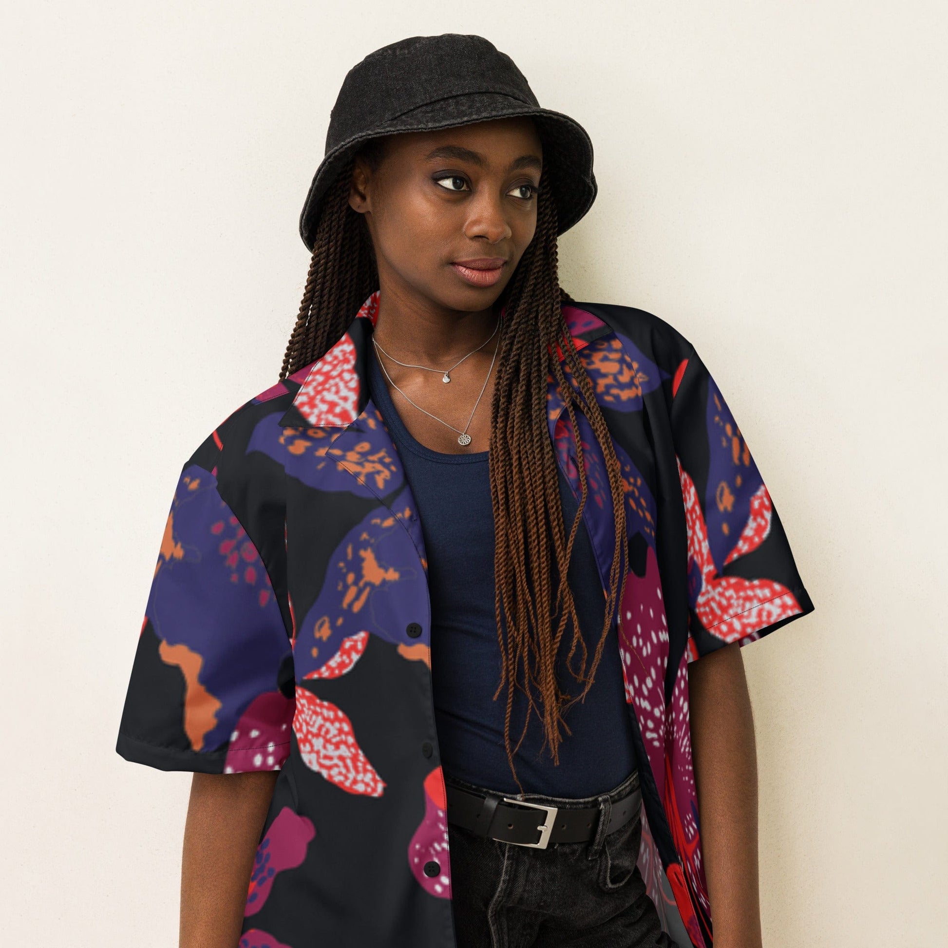 Night Flowers Unisex button shirt