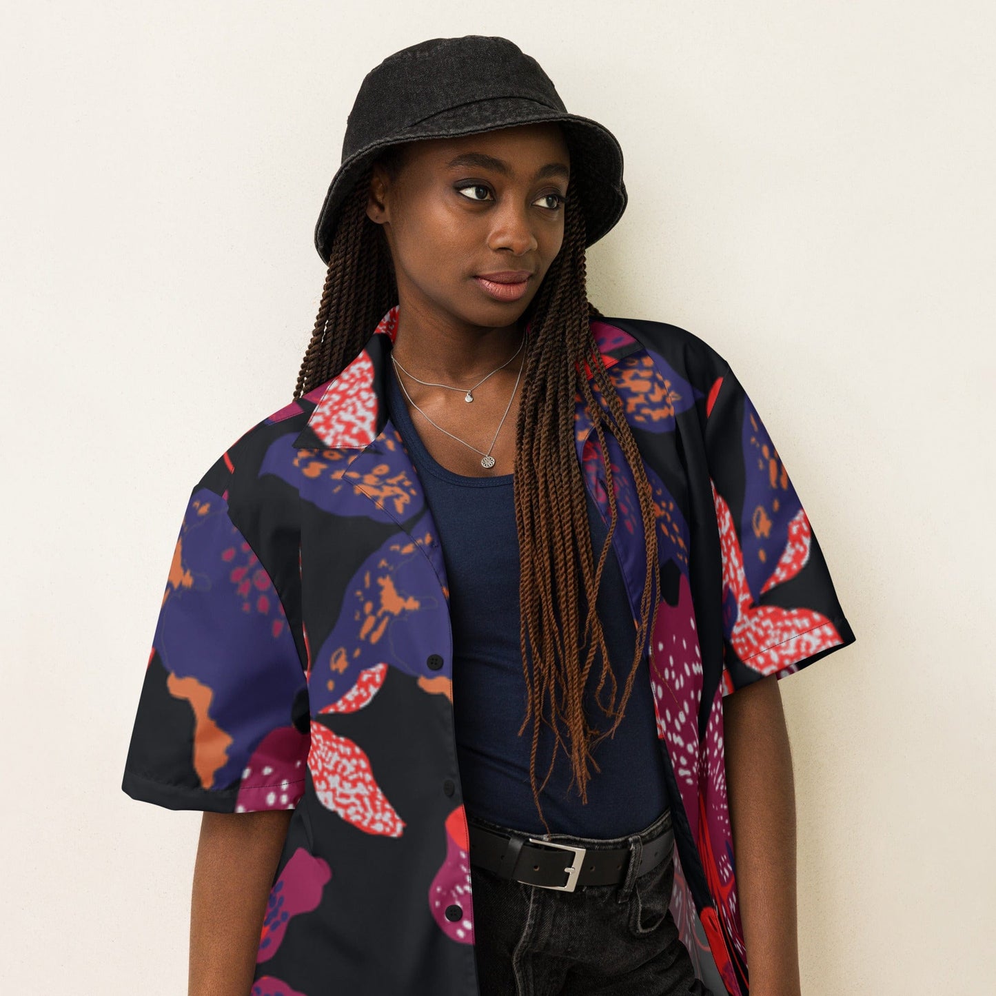 Night Flowers Unisex button shirt