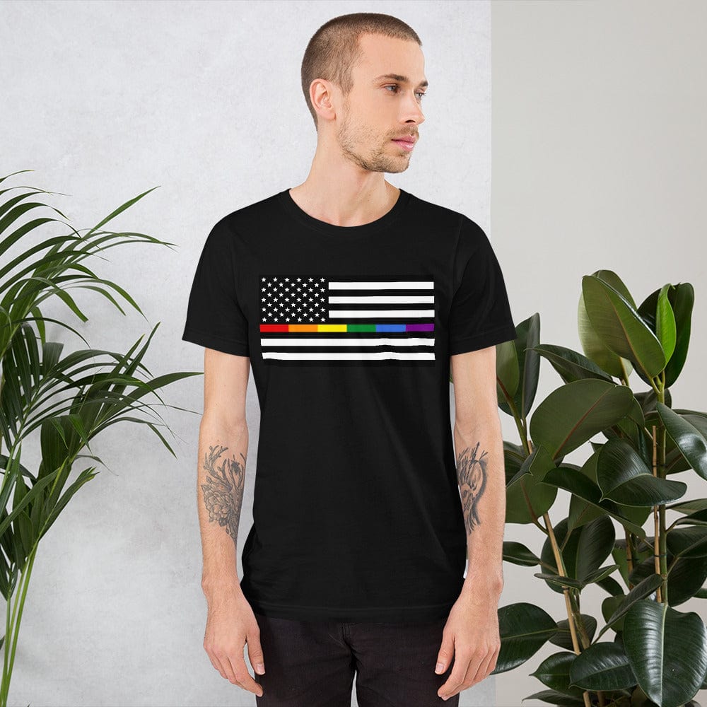 Rainbow Thin Blue Line American Flag