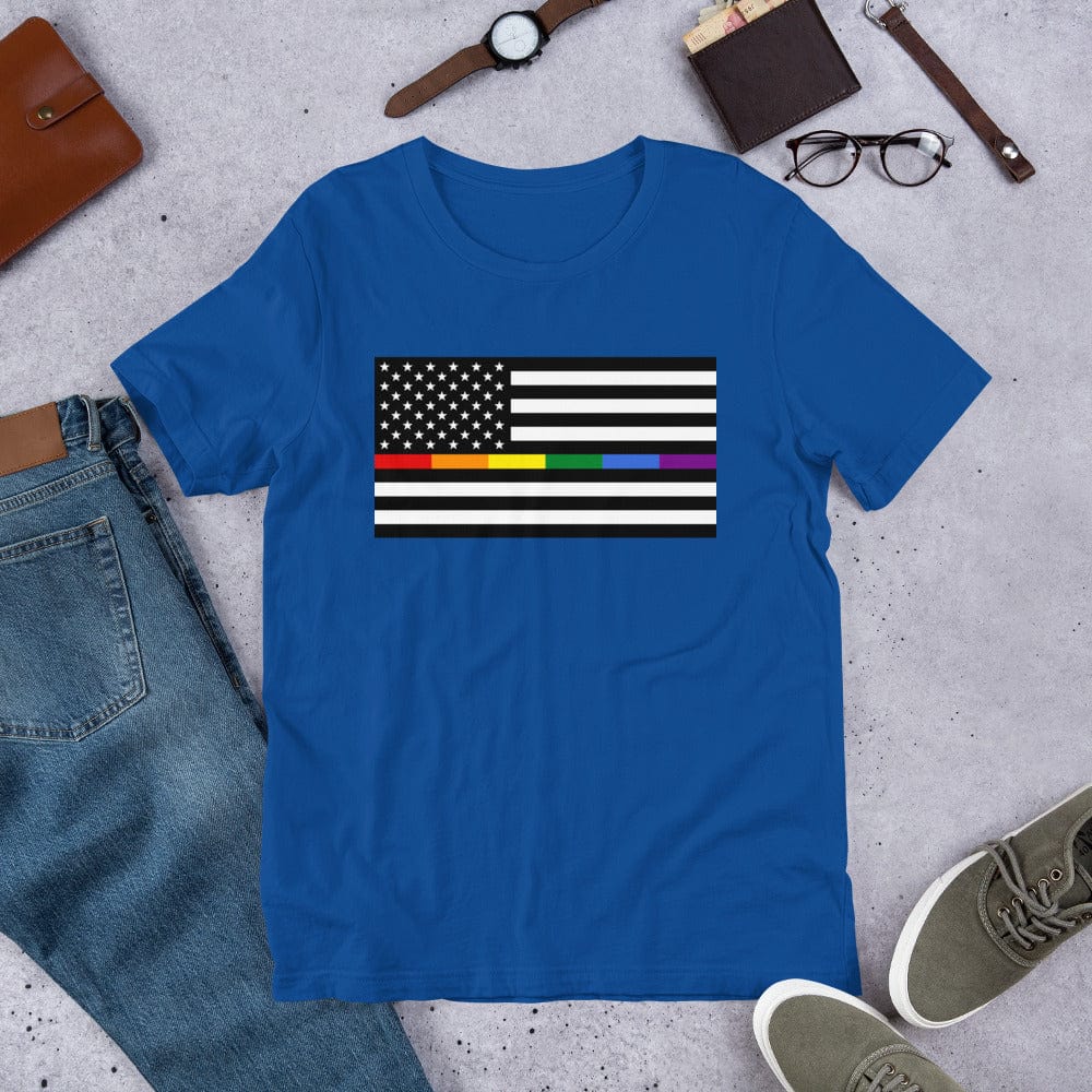 Rainbow Thin Blue Line American Flag