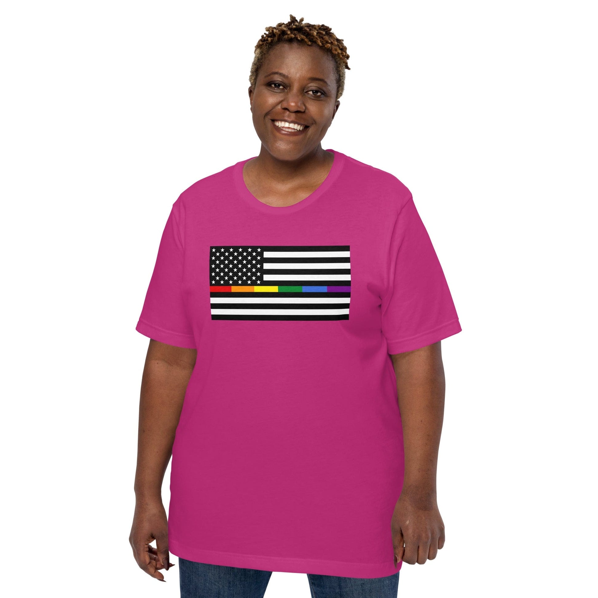 Rainbow Thin Blue Line American Flag