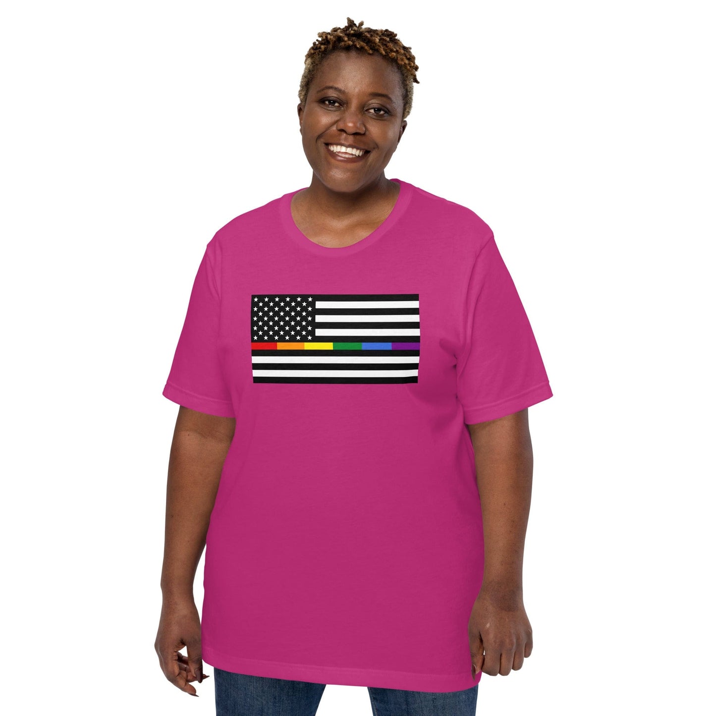 Rainbow Thin Blue Line American Flag