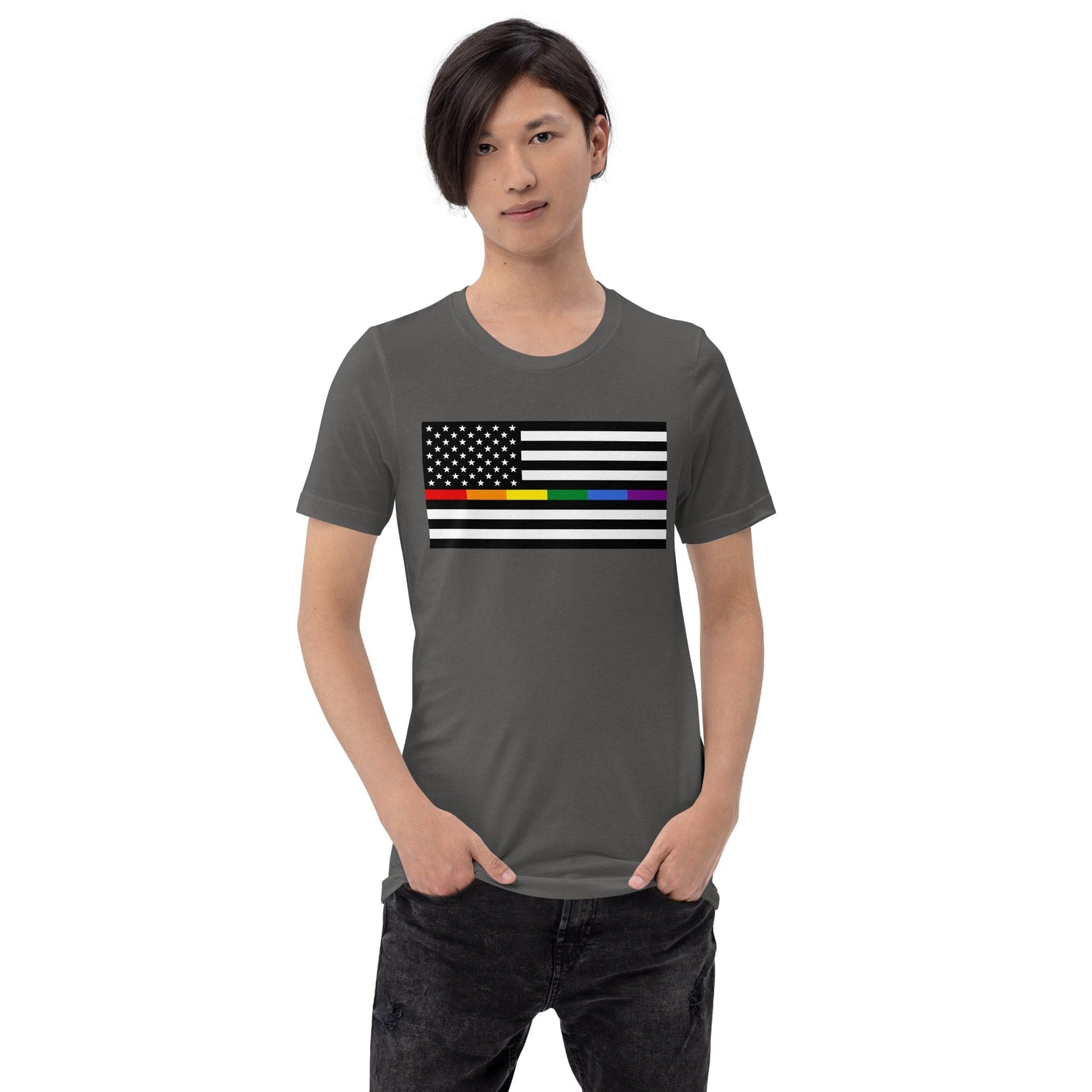 Rainbow Thin Blue Line American Flag