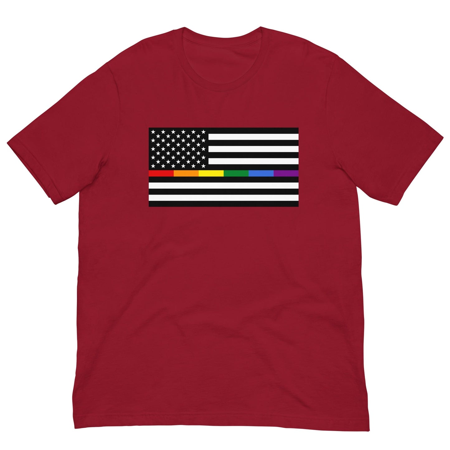 Rainbow Thin Blue Line American Flag Cardinal / XS