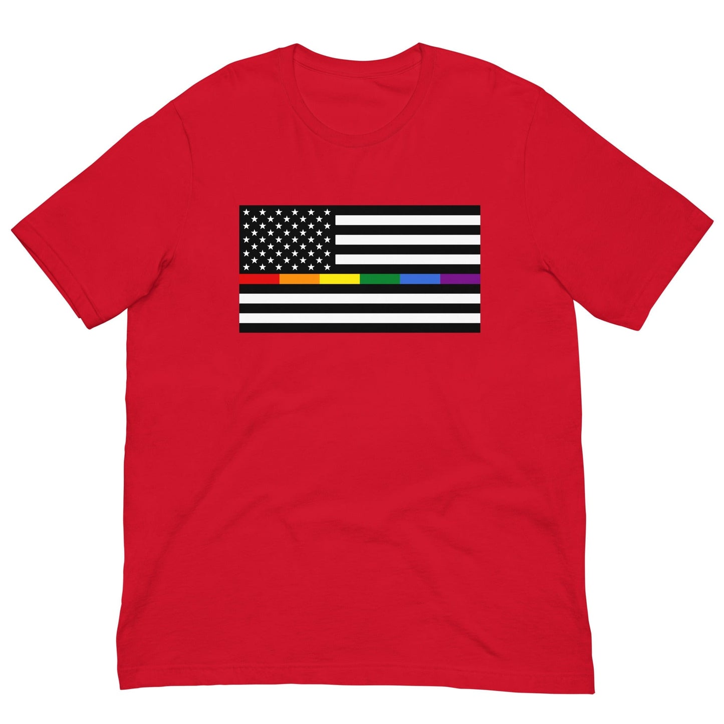 Rainbow Thin Blue Line American Flag Red / XS