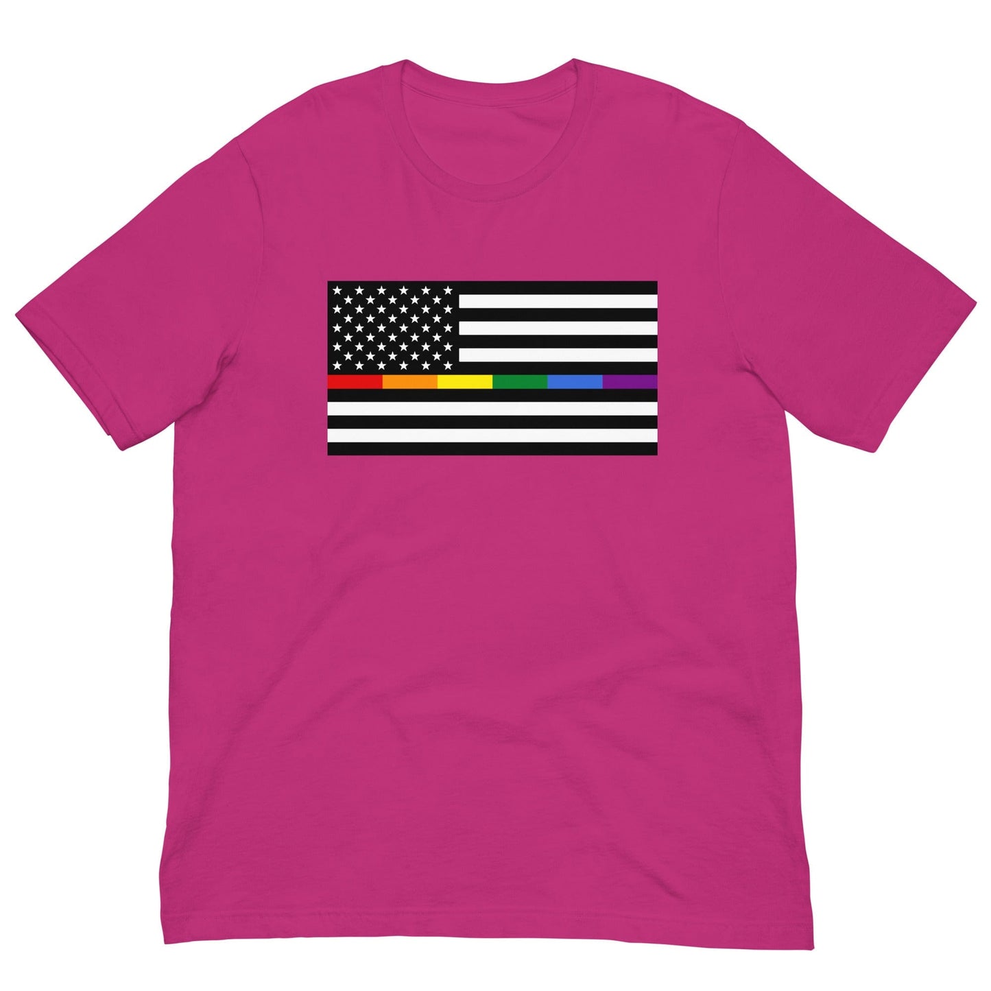 Rainbow Thin Blue Line American Flag Berry / S