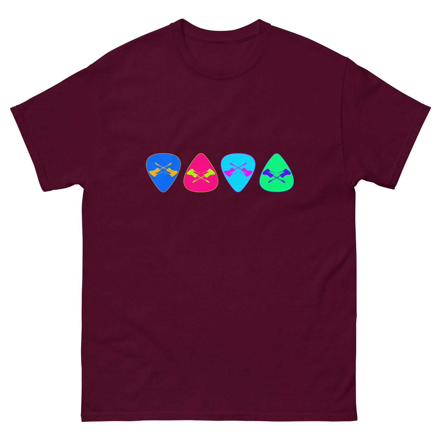 Scar Design Maroon / S Retro Guitar Picks T-shirt