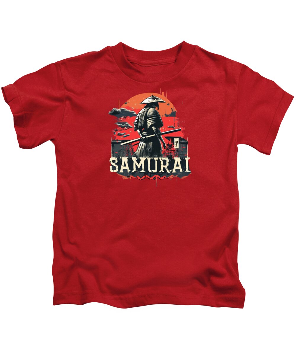 Samurai Warrior Vintage Sunset - Kids T-Shirt