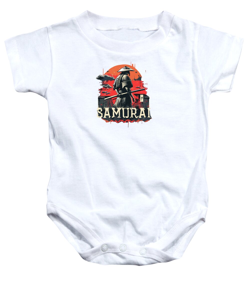 Samurai Warrior Vintage Sunset - Baby Onesie