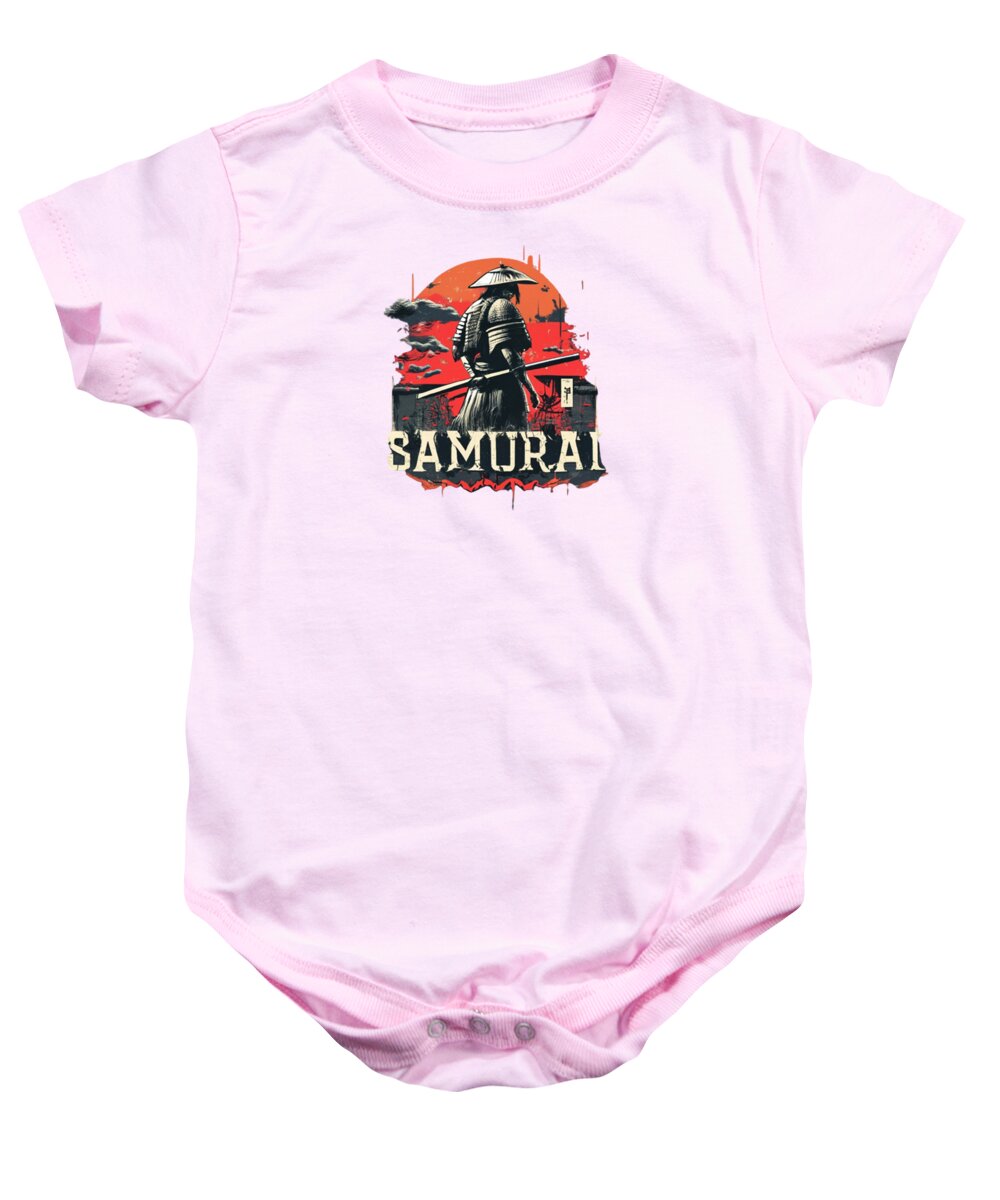 Samurai Warrior Vintage Sunset - Baby Onesie