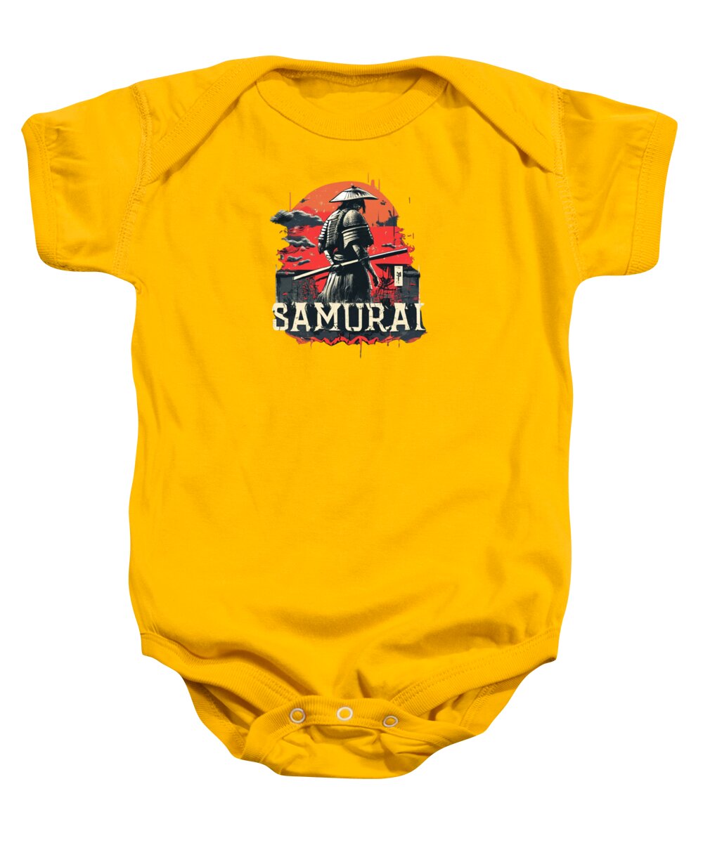 Samurai Warrior Vintage Sunset - Baby Onesie
