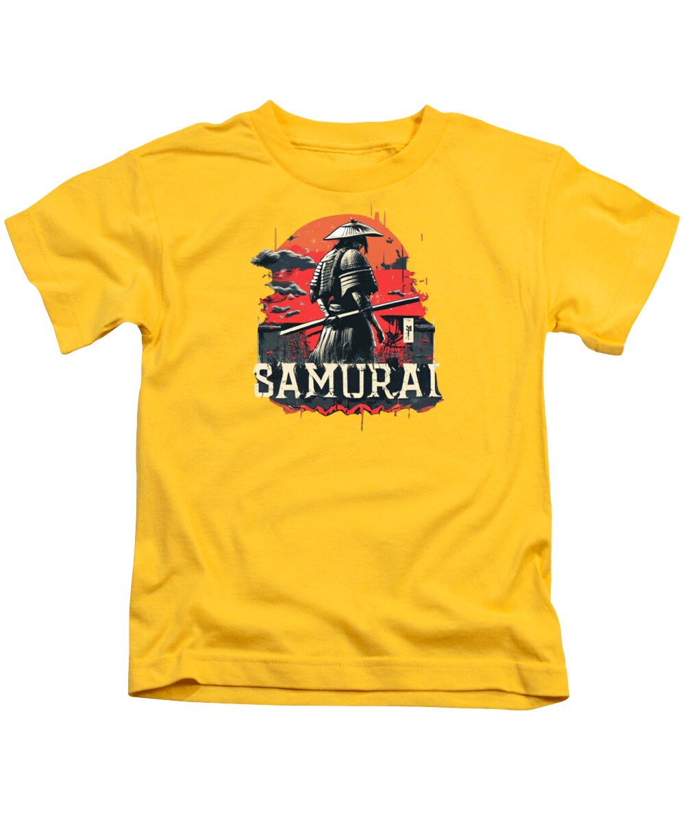 Samurai Warrior Vintage Sunset - Kids T-Shirt