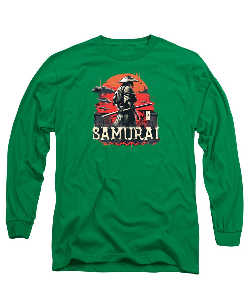 Samurai Warrior Vintage Sunset - Long Sleeve T-Shirt