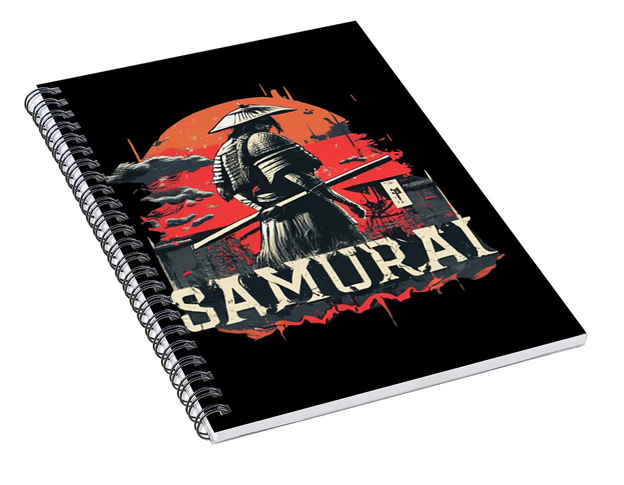 Samurai Warrior Vintage Sunset - Spiral Notebook